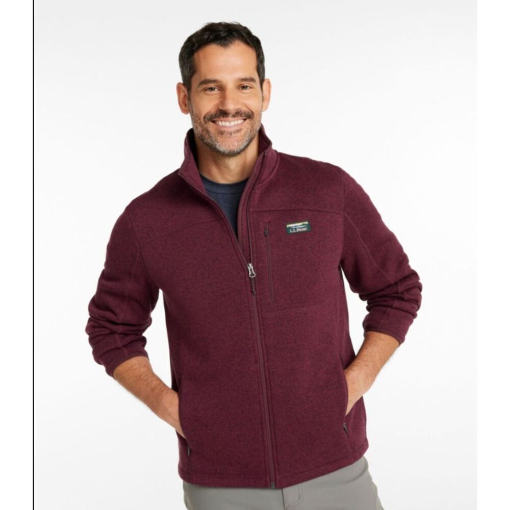 L. L. Bean Mens Heavyweight Long Sleeve Zip Up Fleece Jacket Sweater Size M